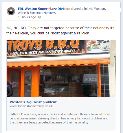 EDL Weston Super Mare Division denies racism
