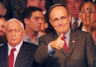 "America's Mayor" Rudi Giuliani, mayor of New York City, wearing a yarmulke