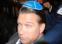 Evangelical Christian actor Stephen Baldwin wearing a yarmulke not at a temple but at a Republican National Convention