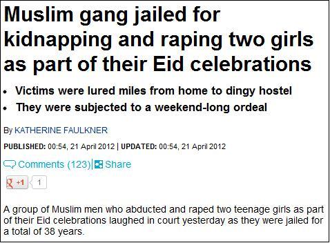 Daily Mail Eid rape headline