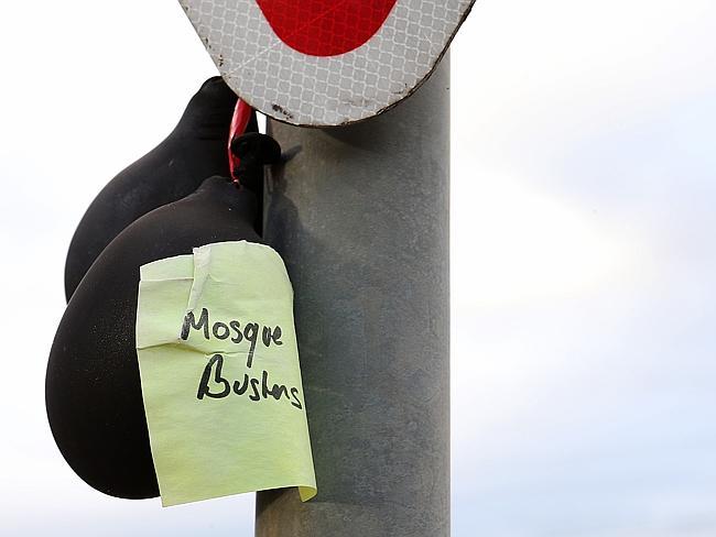 “Mosque busters”: Black balloons on the corner of Rowena Street and Rohs Road in Bendigo 